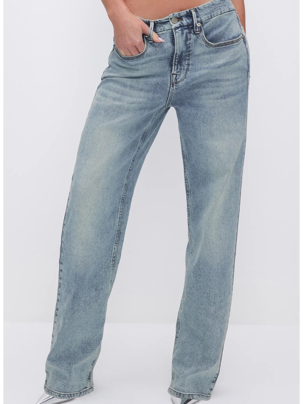 Good American Light Blue Straight Leg Jeans